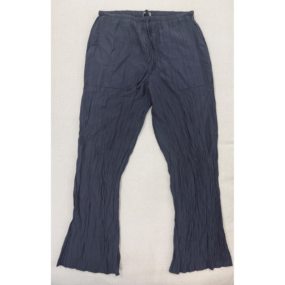 Zara Pants Womens Small Crinkle Textured Drawstring Flare Excellent